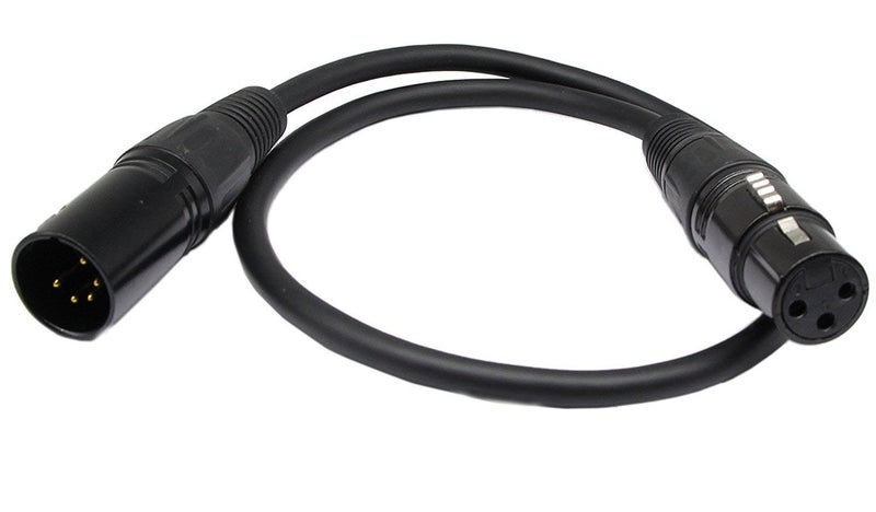 SinLoon DMX 512 Stage Light Cable XLR Male 5 Pin Male to XLR Female 3 Pin with Metal Connectors for Stage Lighting and DJ-1.6m - Image 1